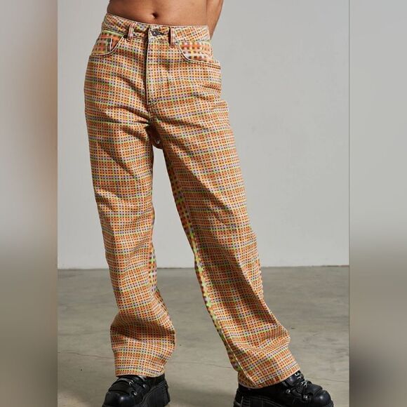 The Ragged Priest Oblivion Rainbow Plaid High Rise Straight Dad Jeans Size 24 - Picture 2 of 16